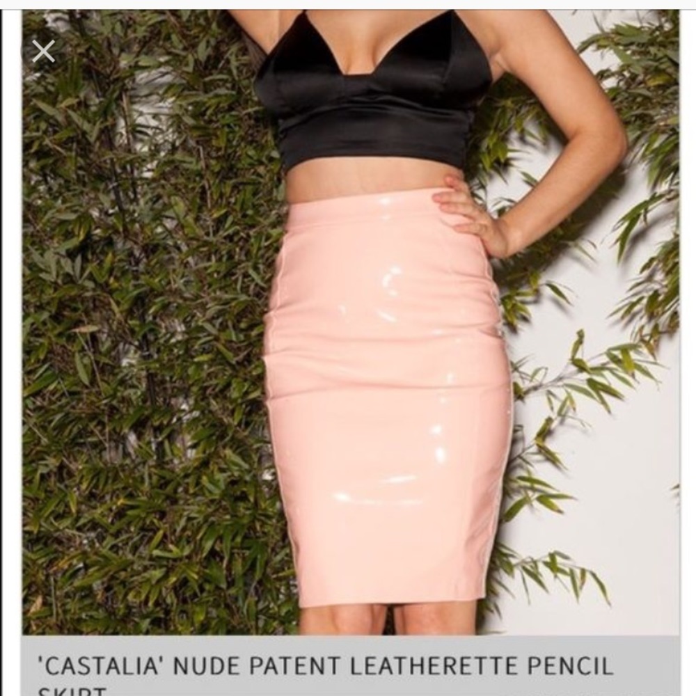 House of CB patent leather pink skirt